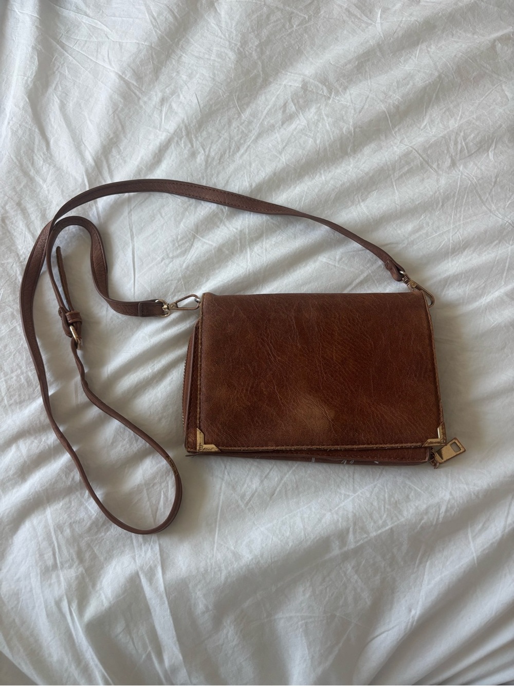 Urban Expressions Vegan Leather Crossbody Bag with Gold Accents